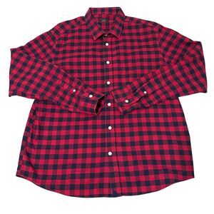 UNTUCKit Mens XL Red Black Buffalo Plaid Long Sleeve Flannel Button Down Shirt